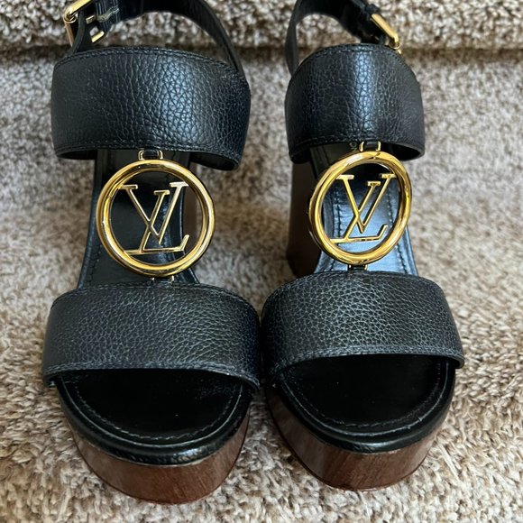 LOUIS VUITTON Calfskin Vedette Wedge Sandals - Picture 1 of 16